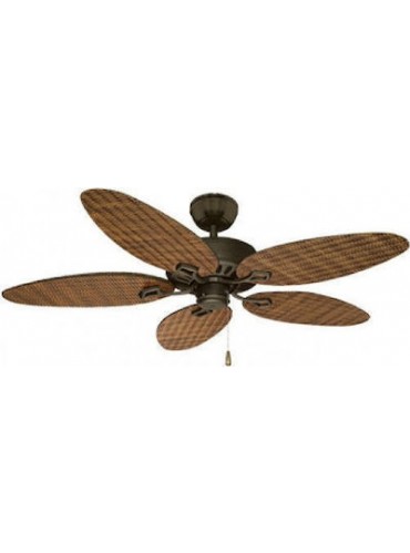 IQ Ανεμιστήρας οροφής 52'', CF-525, πτερύγια ψάθα (wicker), χρώμα καφέ